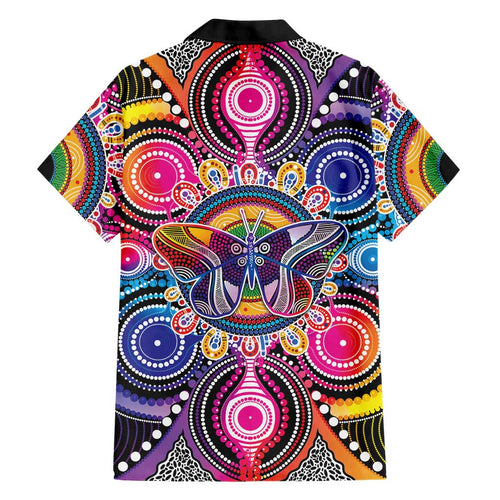 Australia Indigenous Autism Awareness Family Matching Off Shoulder Short Dress and Hawaiian Shirt Its Okay To Be Different