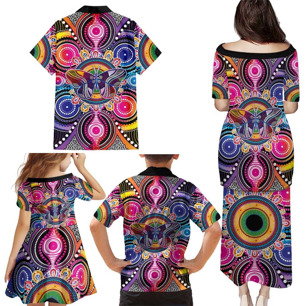 Australia Indigenous Autism Awareness Family Matching Puletasi and Hawaiian Shirt Its Okay To Be Different