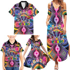 Australia Indigenous Autism Awareness Family Matching Summer Maxi Dress and Hawaiian Shirt Its Okay To Be Different