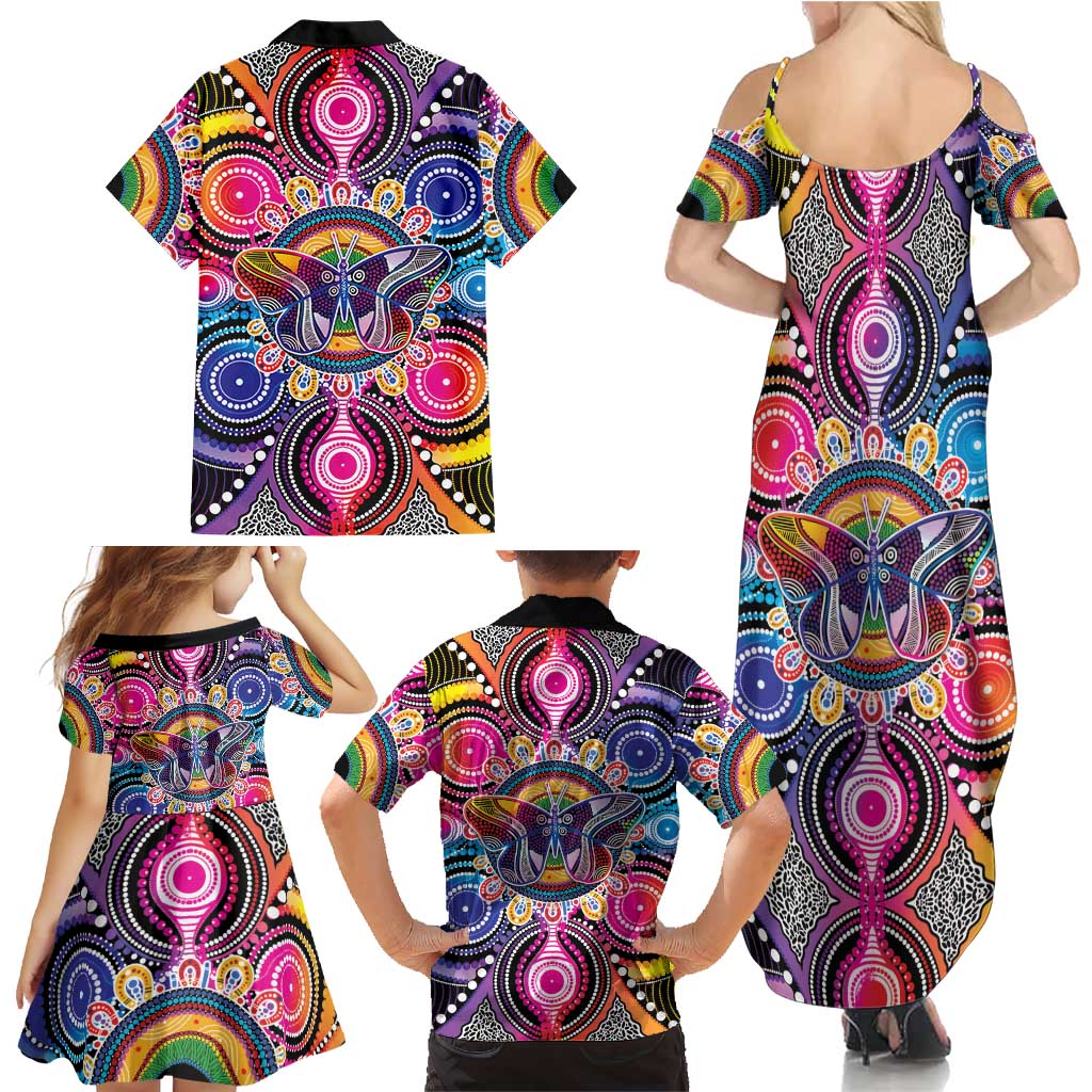 Australia Indigenous Autism Awareness Family Matching Summer Maxi Dress and Hawaiian Shirt Its Okay To Be Different
