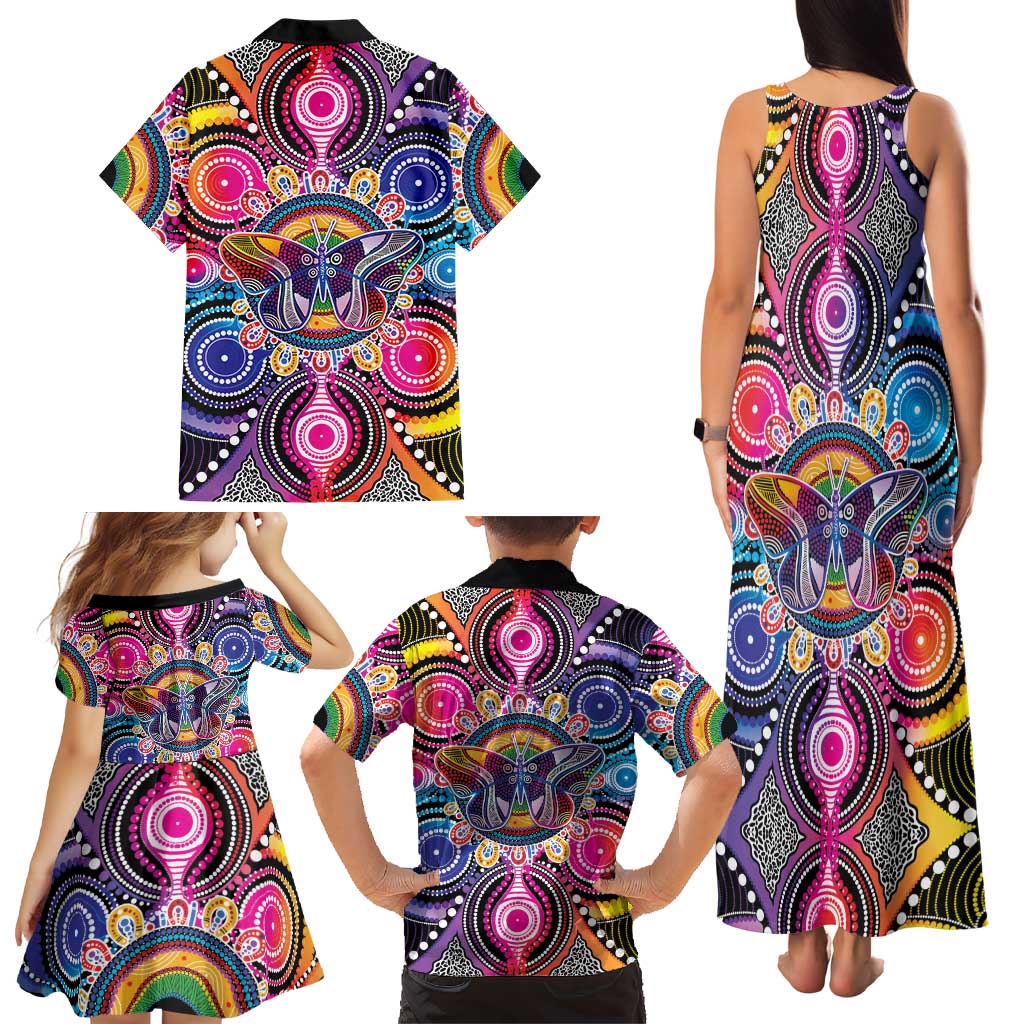 Australia Indigenous Autism Awareness Family Matching Tank Maxi Dress and Hawaiian Shirt Its Okay To Be Different
