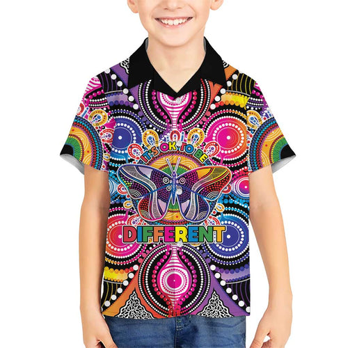 Australia Indigenous Autism Awareness Family Matching Tank Maxi Dress and Hawaiian Shirt Its Okay To Be Different