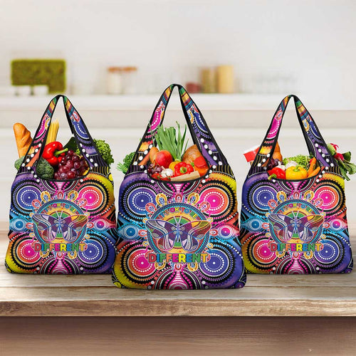 Australia Indigenous Autism Awareness Grocery Bag Its Okay To Be Different