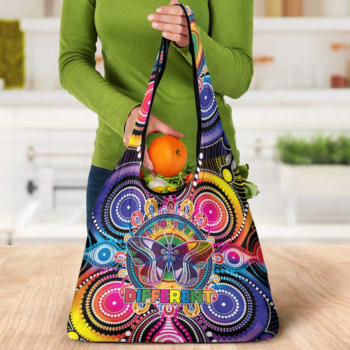 Australia Indigenous Autism Awareness Grocery Bag Its Okay To Be Different