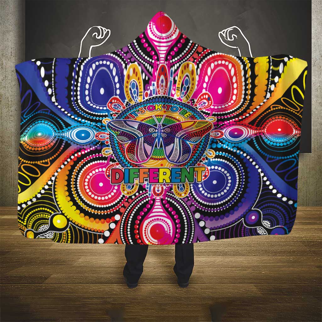 Australia Indigenous Autism Awareness Hooded Blanket Its Okay To Be Different