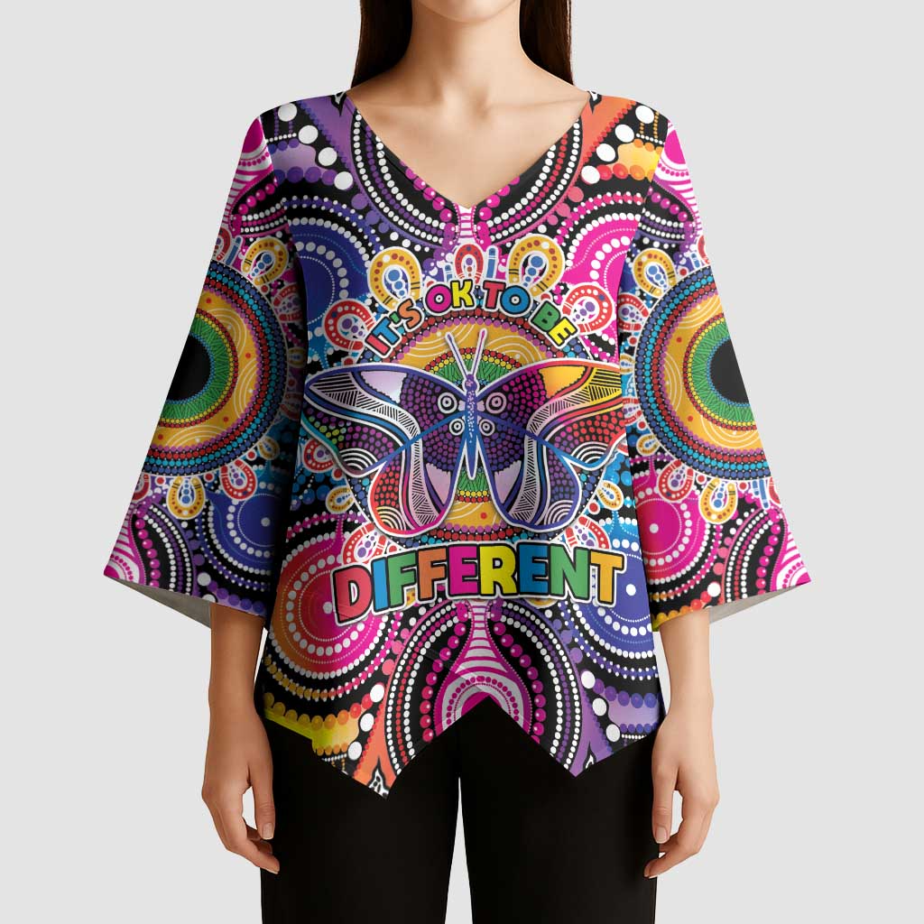 Australia Indigenous Autism Awareness Kimono Sleeve Blouse Its Okay To Be Different