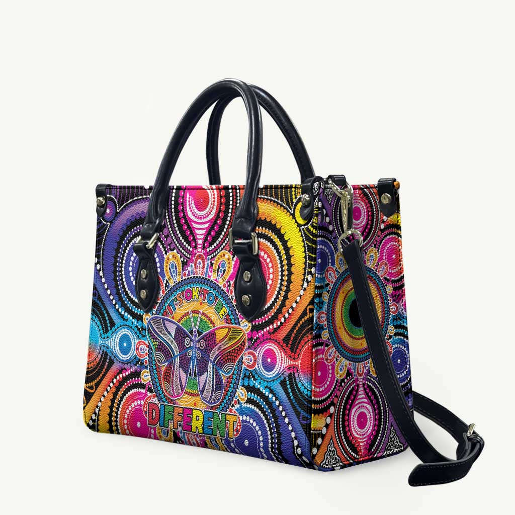 Australia Indigenous Autism Awareness Leather Bag Its Okay To Be Different