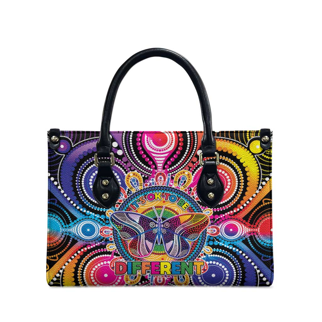 Australia Indigenous Autism Awareness Leather Bag Its Okay To Be Different