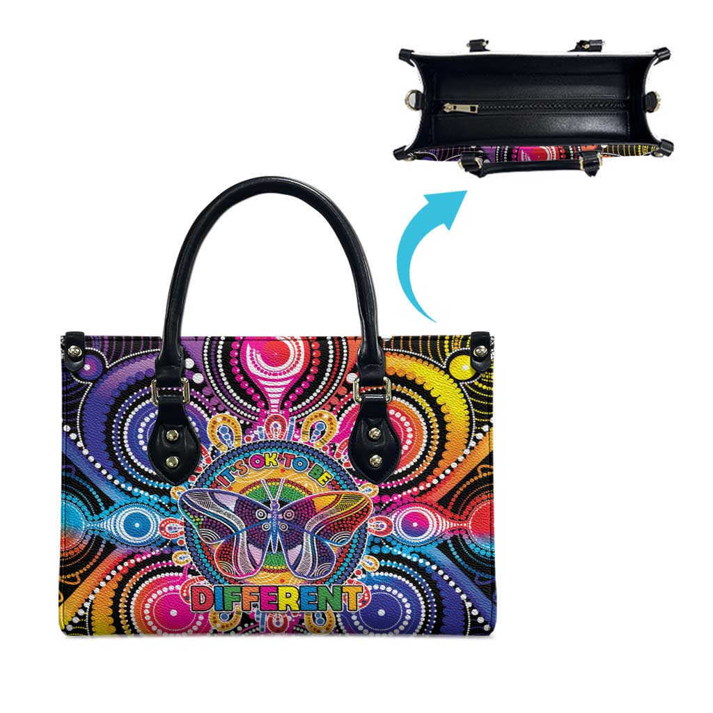 Australia Indigenous Autism Awareness Leather Bag Its Okay To Be Different