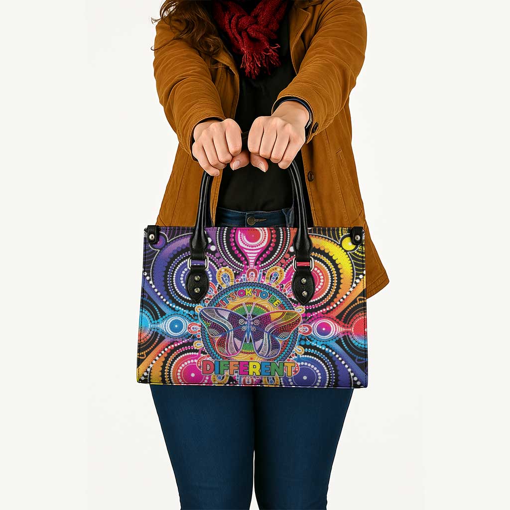 Australia Indigenous Autism Awareness Leather Bag Its Okay To Be Different