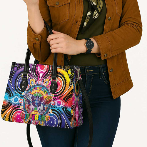 Australia Indigenous Autism Awareness Leather Bag Its Okay To Be Different