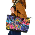 Australia Indigenous Autism Awareness Leather Tote Bag Its Okay To Be Different