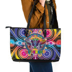 Australia Indigenous Autism Awareness Leather Tote Bag Its Okay To Be Different