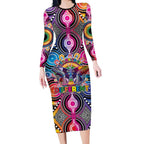 Australia Indigenous Autism Awareness Long Sleeve Bodycon Dress Its Okay To Be Different