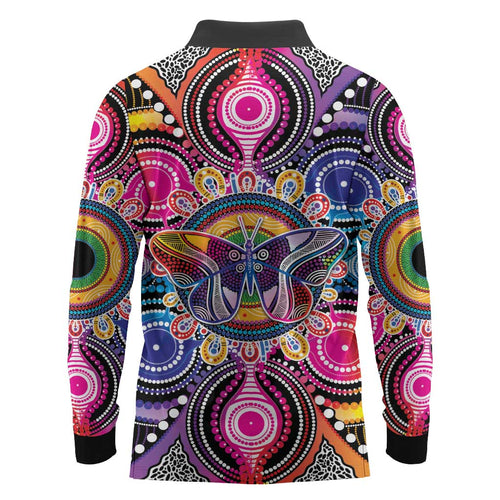 Australia Indigenous Autism Awareness Long Sleeve Polo Shirt Its Okay To Be Different