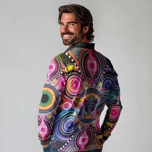 Australia Indigenous Autism Awareness Long Sleeve Polo Shirt Its Okay To Be Different