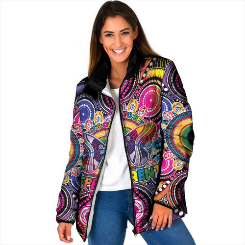 Australia Indigenous Autism Awareness Padded Jacket Its Okay To Be Different