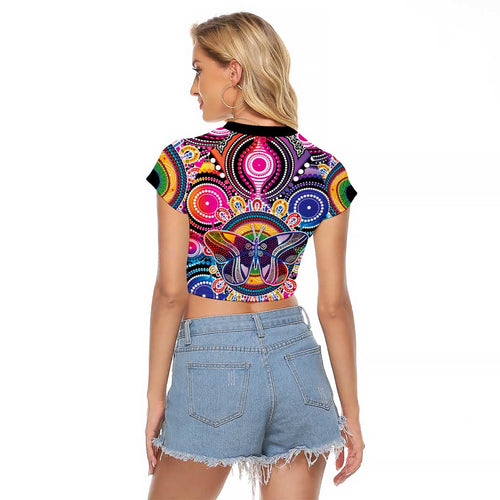 Australia Indigenous Autism Awareness Raglan Cropped T Shirt Its Okay To Be Different