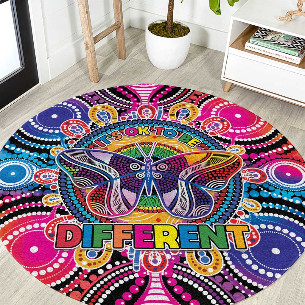 Australia Indigenous Autism Awareness Round Carpet Its Okay To Be Different
