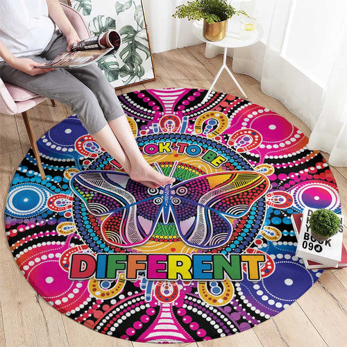 Australia Indigenous Autism Awareness Round Carpet Its Okay To Be Different