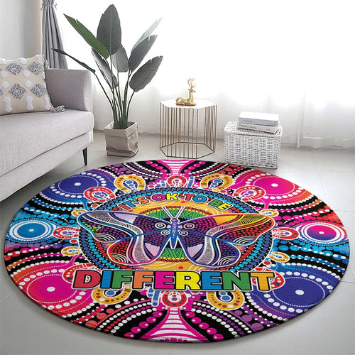 Australia Indigenous Autism Awareness Round Carpet Its Okay To Be Different