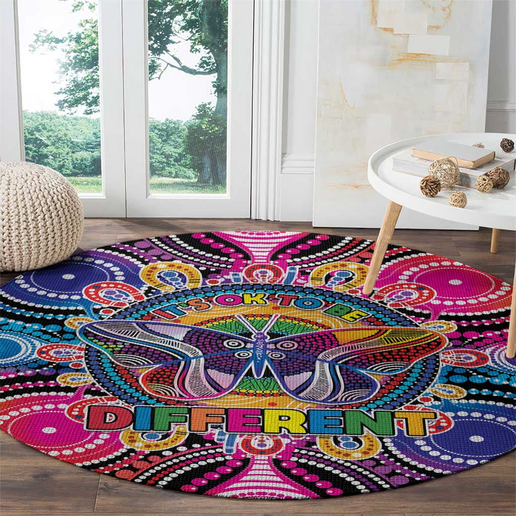 Australia Indigenous Autism Awareness Round Carpet Its Okay To Be Different