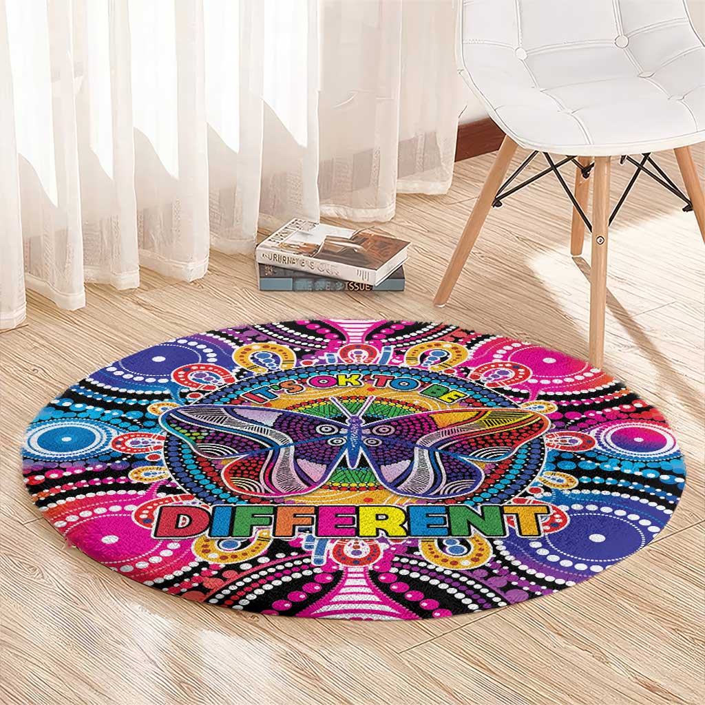 Australia Indigenous Autism Awareness Round Carpet Its Okay To Be Different