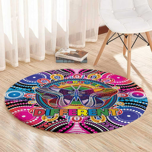 Australia Indigenous Autism Awareness Round Carpet Its Okay To Be Different