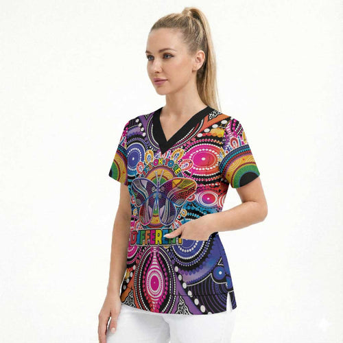 Australia Indigenous Autism Awareness Scrub Top Its Okay To Be Different