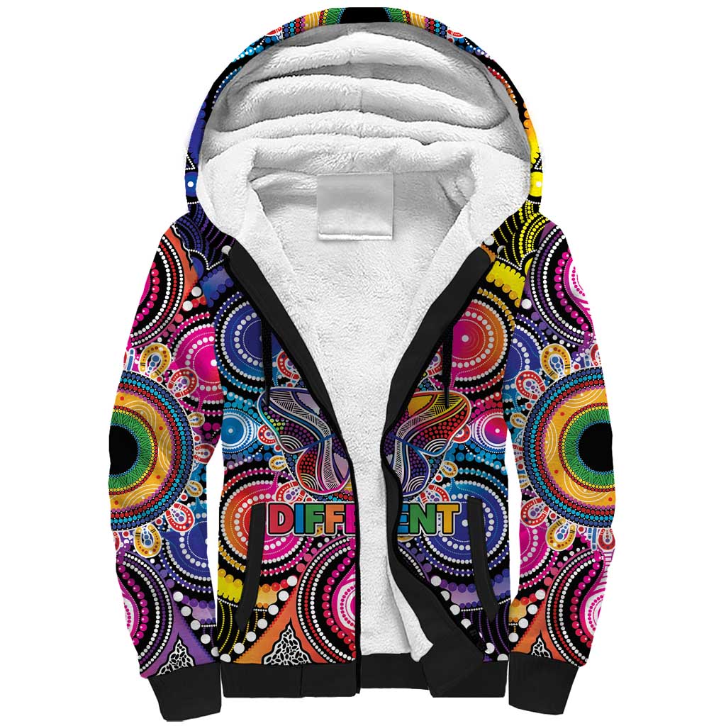 Australia Indigenous Autism Awareness Sherpa Hoodie Its Okay To Be Different