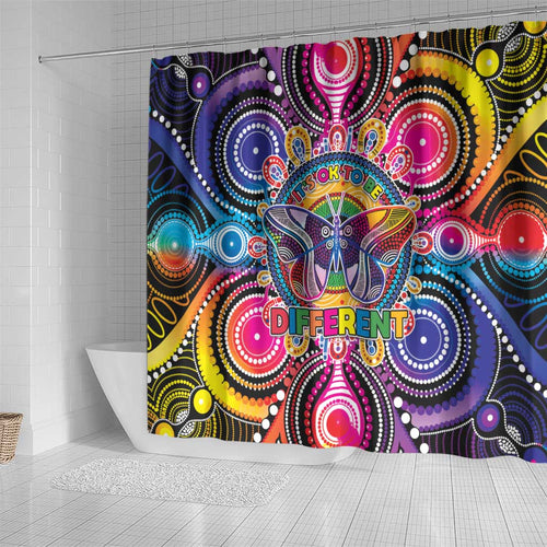 Australia Indigenous Autism Awareness Shower Curtain Its Okay To Be Different