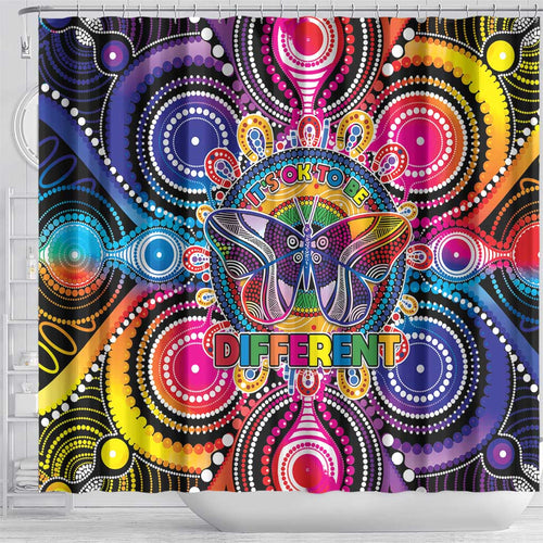 Australia Indigenous Autism Awareness Shower Curtain Its Okay To Be Different