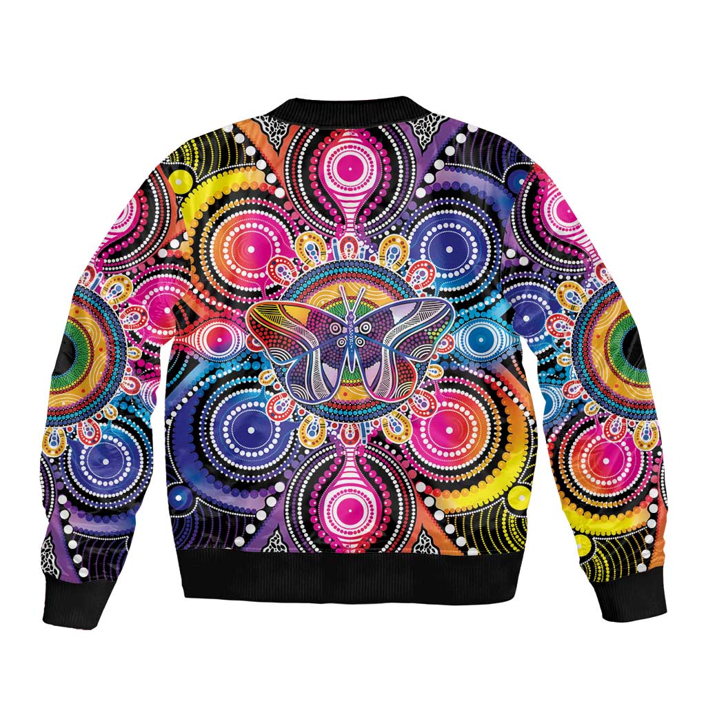 Australia Indigenous Autism Awareness Sleeve Zip Bomber Jacket Its Okay To Be Different