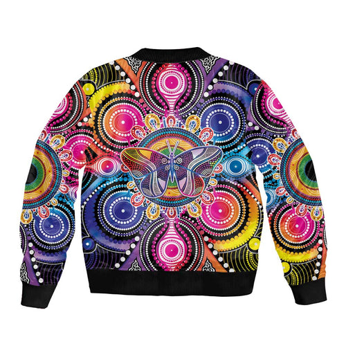 Australia Indigenous Autism Awareness Sleeve Zip Bomber Jacket Its Okay To Be Different