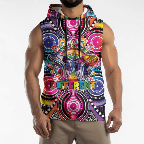 Australia Indigenous Autism Awareness Sleeveless Hoodie Its Okay To Be Different