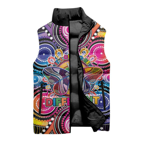 Australia Indigenous Autism Awareness Sleeveless Puffer Jacket Its Okay To Be Different