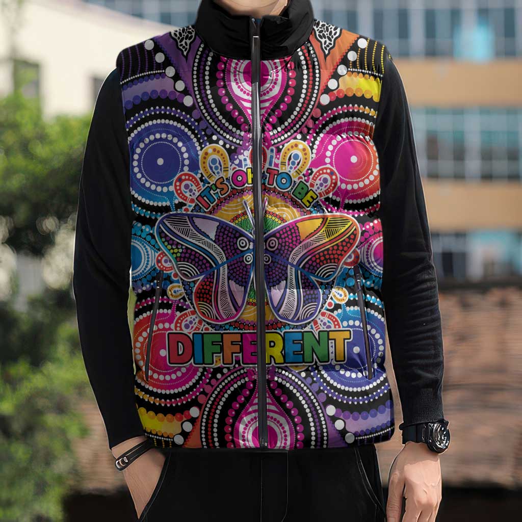 Australia Indigenous Autism Awareness Sleeveless Puffer Jacket Its Okay To Be Different