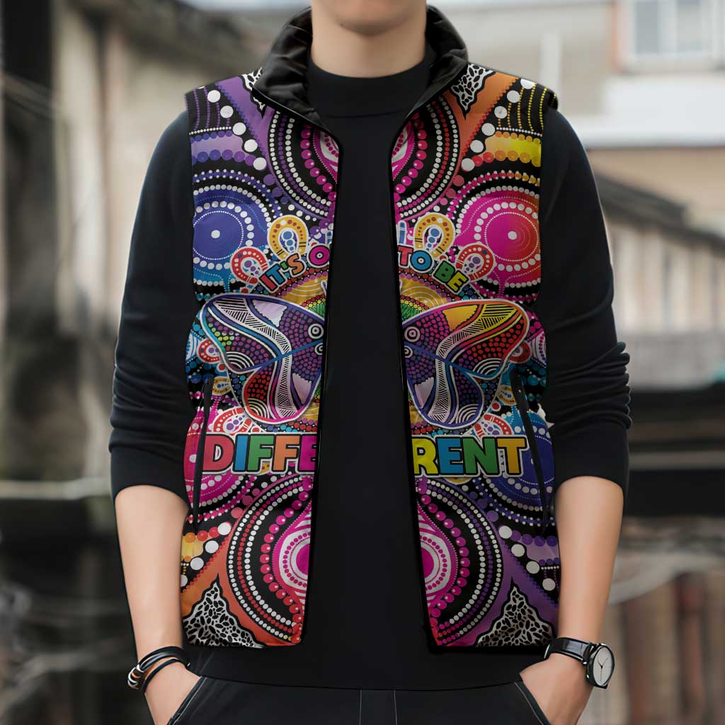 Australia Indigenous Autism Awareness Sleeveless Puffer Jacket Its Okay To Be Different