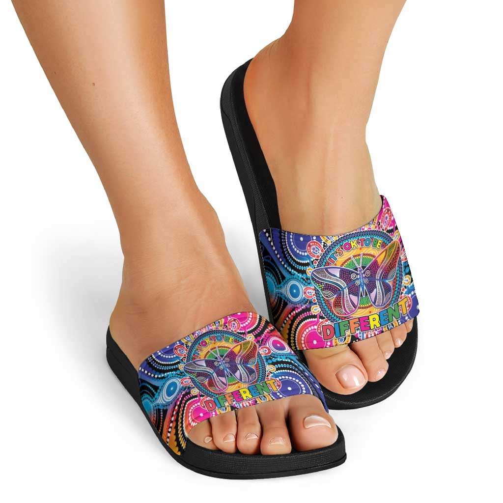 Australia Indigenous Autism Awareness Slide Sandals Its Okay To Be Different