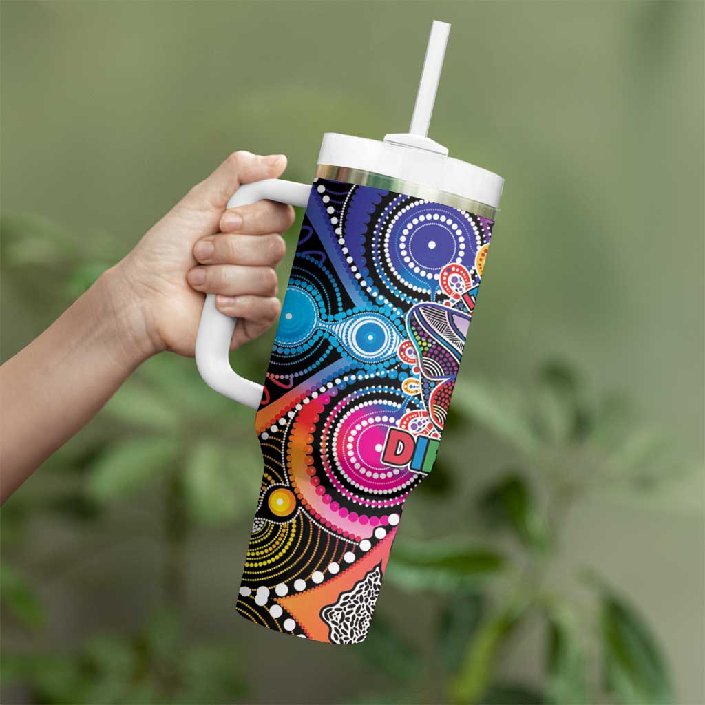 Australia Indigenous Autism Awareness Tumbler With Handle Its Okay To Be Different