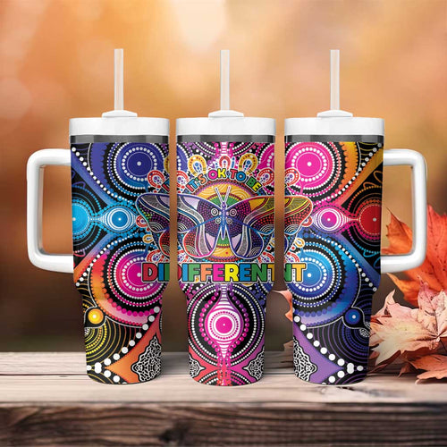 Australia Indigenous Autism Awareness Tumbler With Handle Its Okay To Be Different