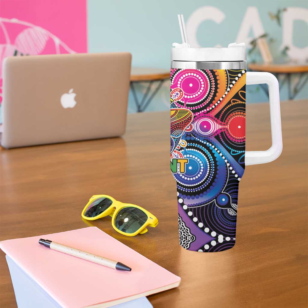 Australia Indigenous Autism Awareness Tumbler With Handle Its Okay To Be Different