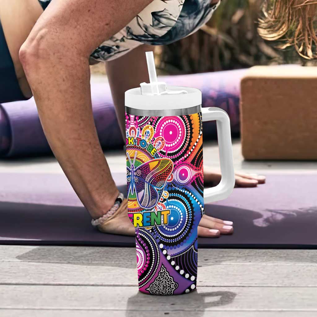 Australia Indigenous Autism Awareness Tumbler With Handle Its Okay To Be Different