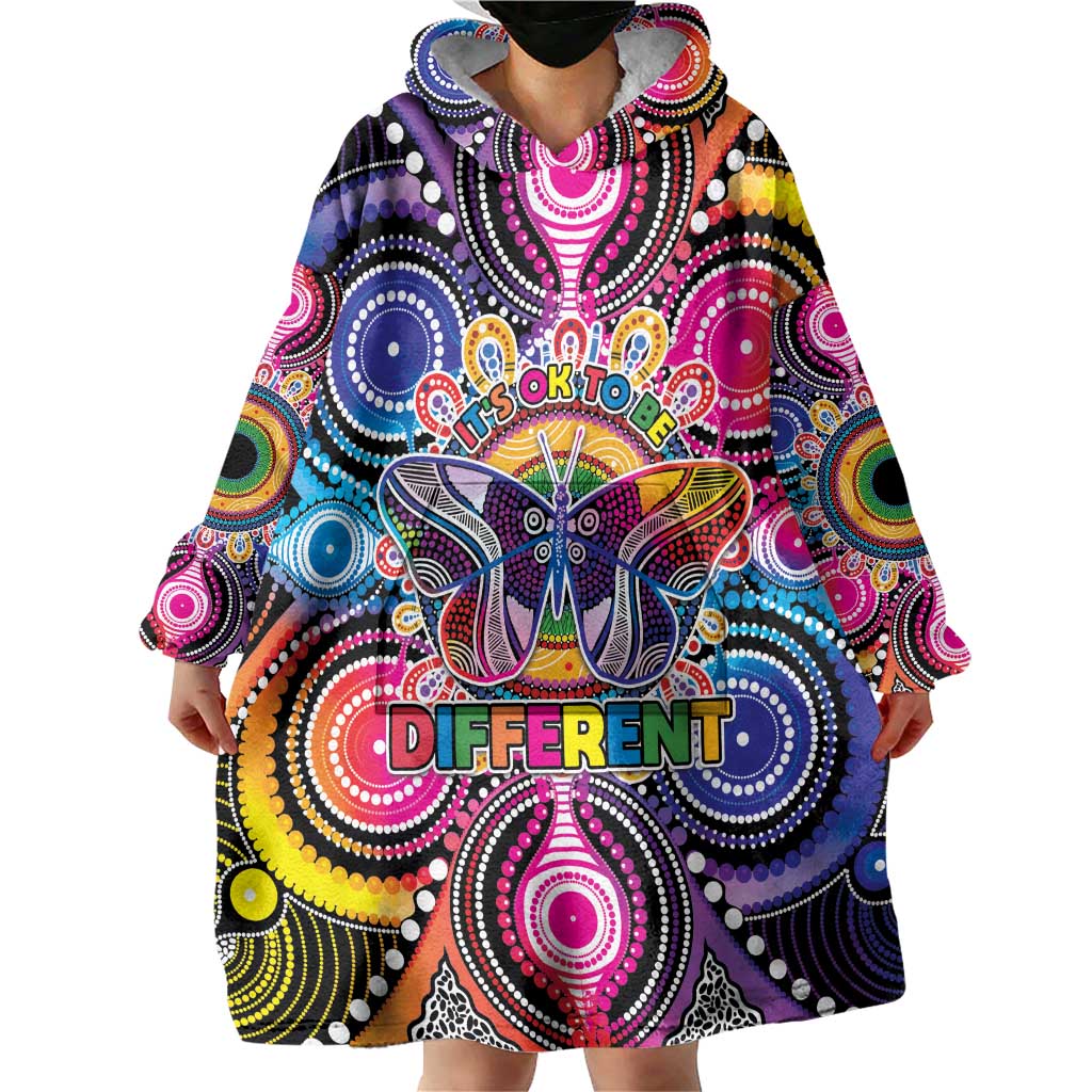 Australia Indigenous Autism Awareness Wearable Blanket Hoodie Its Okay To Be Different