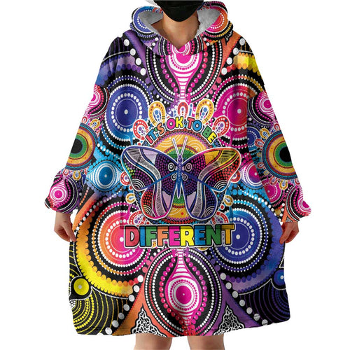 Australia Indigenous Autism Awareness Wearable Blanket Hoodie Its Okay To Be Different