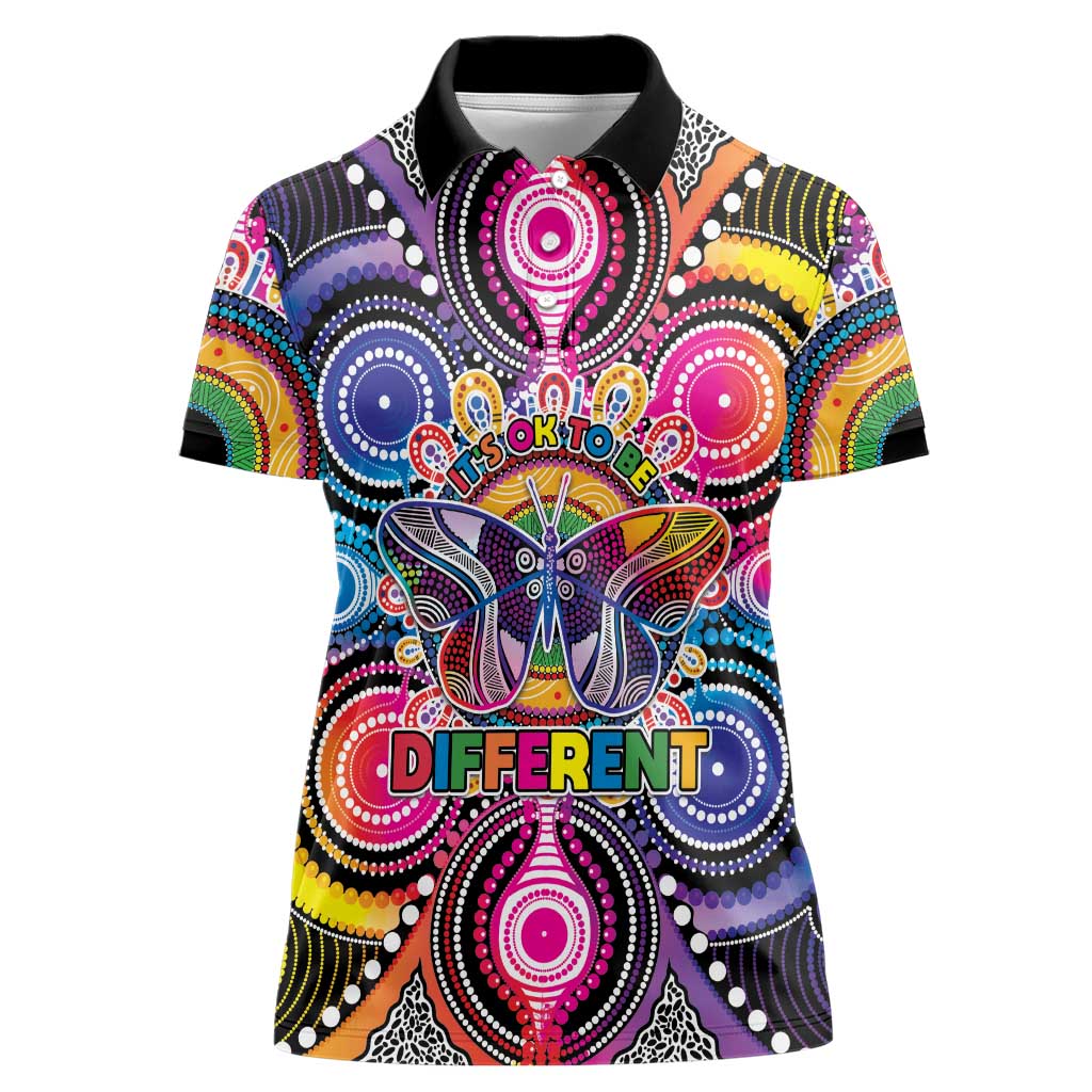 Australia Indigenous Autism Awareness Women Polo Shirt Its Okay To Be Different