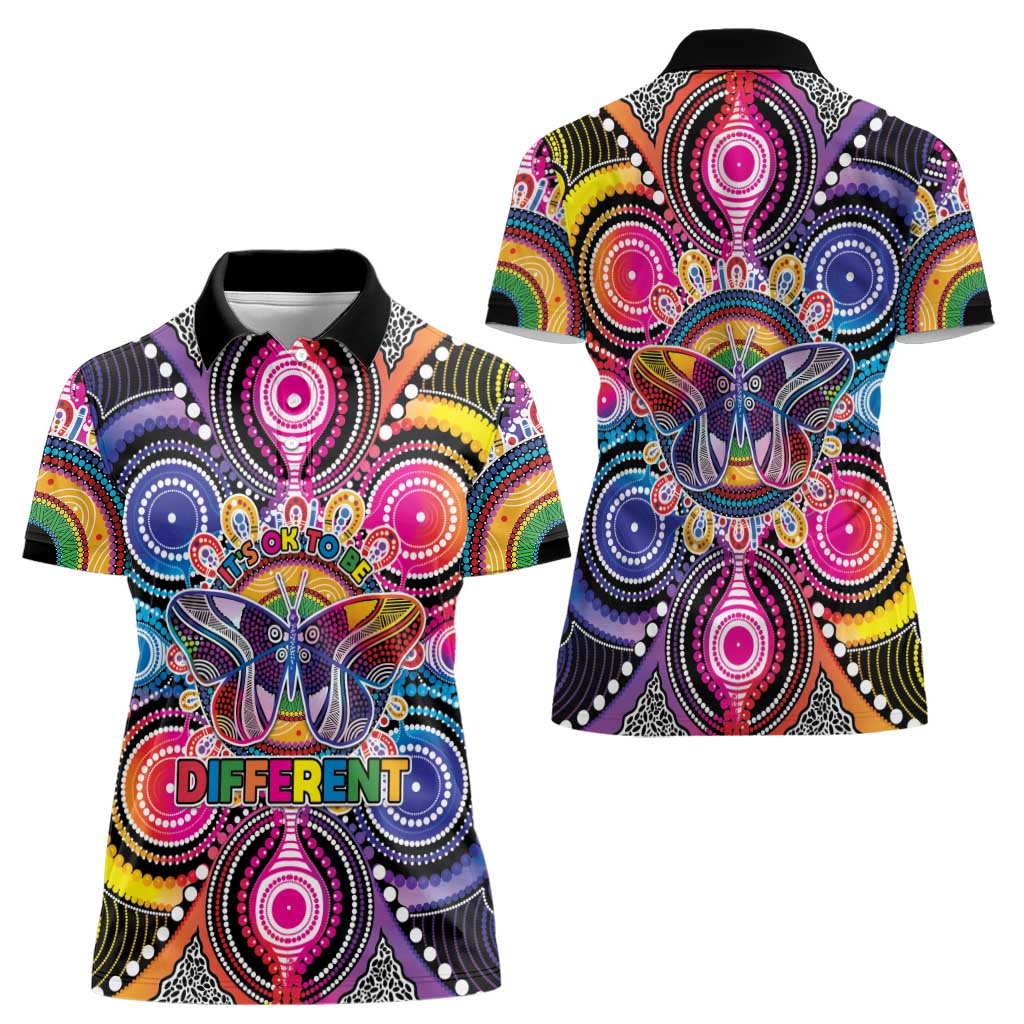 Australia Indigenous Autism Awareness Women Polo Shirt Its Okay To Be Different
