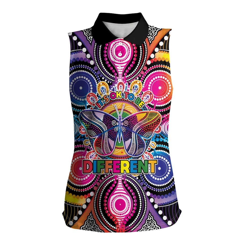 Australia Indigenous Autism Awareness Women Sleeveless Polo Shirt Its Okay To Be Different