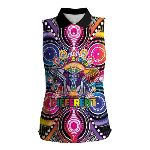 Australia Indigenous Autism Awareness Women Sleeveless Polo Shirt Its Okay To Be Different