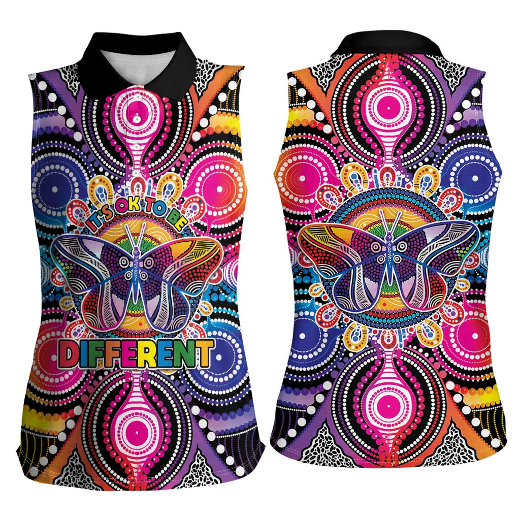 Australia Indigenous Autism Awareness Women Sleeveless Polo Shirt Its Okay To Be Different